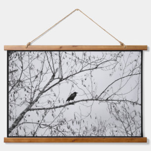 Tapisserie Suspendue Crow dans un Birch Tree