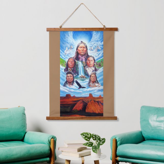 Tapisserie Suspendue Custom Ajouter Texte Native Americans Indian Peint (Salon)
