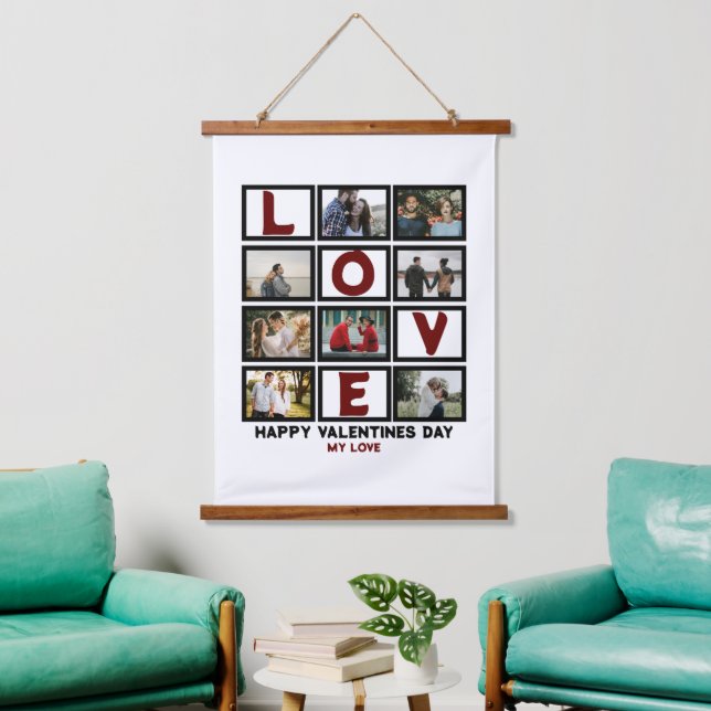 Tapisserie Suspendue Custom Love Happy Valentines Day 8 Collage photo (Salon)