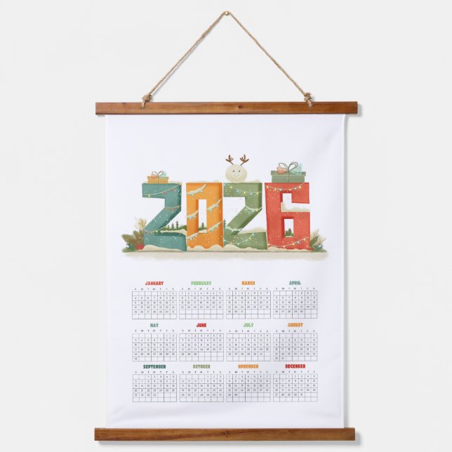Tapisserie Suspendue Cute 2026 New Year's Eve Party Festive Tapestry (Recto)