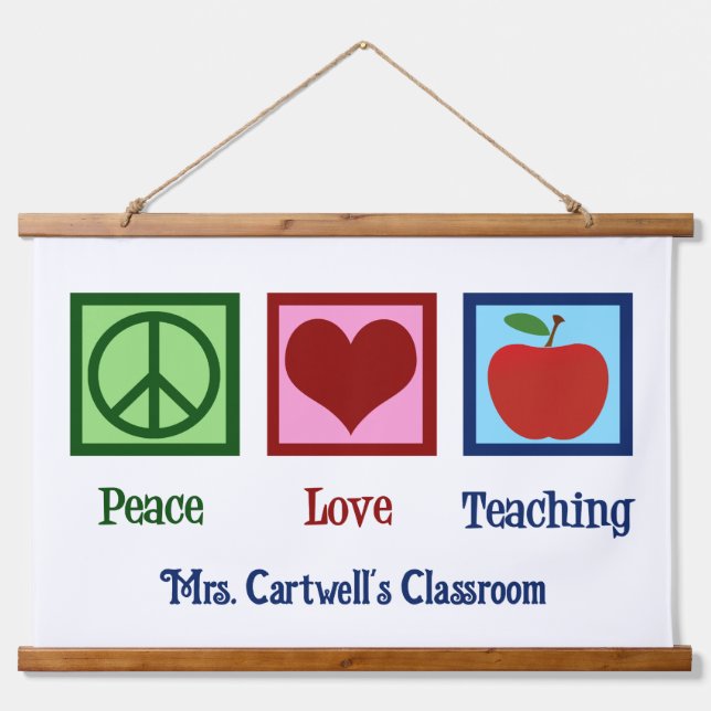 Tapisserie Suspendue Cute Custom Enseignant Classe Paix Amour Enseignem (Devant)