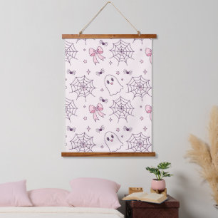 Tapisserie Suspendue Cute Halloween Ghost & Spiderweb Motif