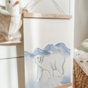 Tapisserie Suspendue Cute Ours polaire d'hiver Coeur polaire arctique D