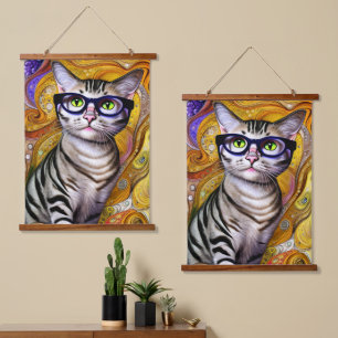 Tapisserie Suspendue Cute Smart Chat Porte des lunettes