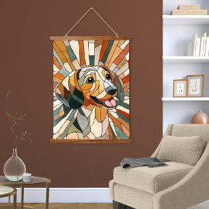 Tapisserie Suspendue Dachshund chien - Doxie -mosaïque colorée