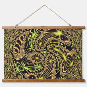 Tapisserie Suspendue Danse joyeuse abstraite Art fractal néon or