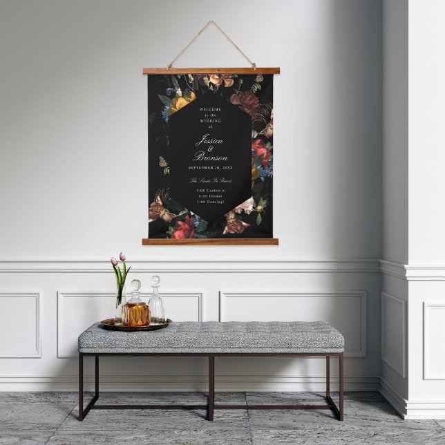 Tapisserie Suspendue Dark Romantic Floral Masters Mariage Bienvenue (Créateur téléchargé)