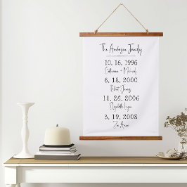Tapisserie Suspendue Dates de famille personnalisées Garder jalons