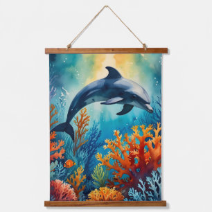 Tapisserie Suspendue Dauphin gracieux dans Coral Paradise