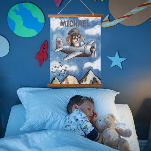 Tapisserie Suspendue Décoration de nurserie personnalisée Chien Drôle A