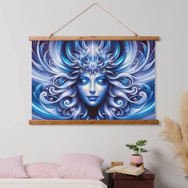 Tapisserie Suspendue Déesse Céleste Tête Bleue Janvier - (Chambre à coucher)