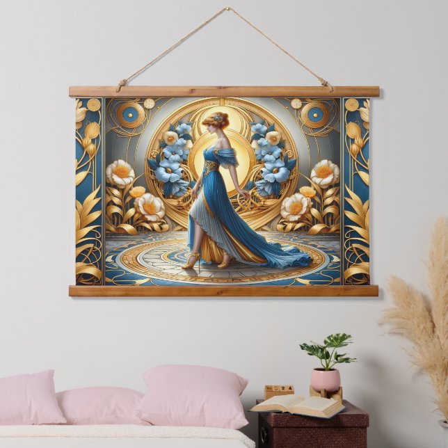 Tapisserie Suspendue Déesse d'or en fleurs Art Nouveau (Chambre à coucher)