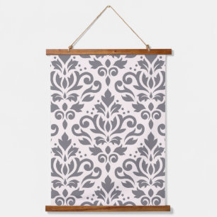 Tapisserie Suspendue Défiler Damas Grand Motif gris sur crème