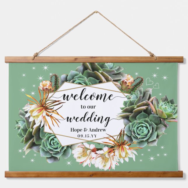 Tapisserie Suspendue Desert Cactus Succulent Gold Welcome Wall (Devant)