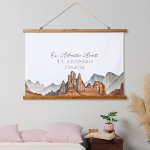 Tapisserie Suspendue Desert Canyon Unique Aquarelle Mariage Livre d'hôt