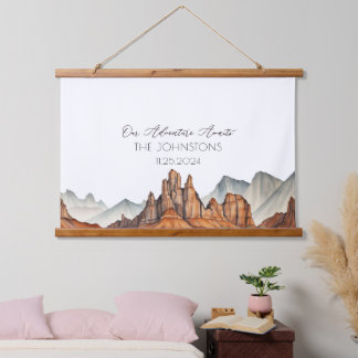 Tapisserie Suspendue Desert Canyon Unique Aquarelle Mariage Livre d'hôt