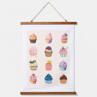 Tapisserie Suspendue Douze Cupcakes à l'aquarelle