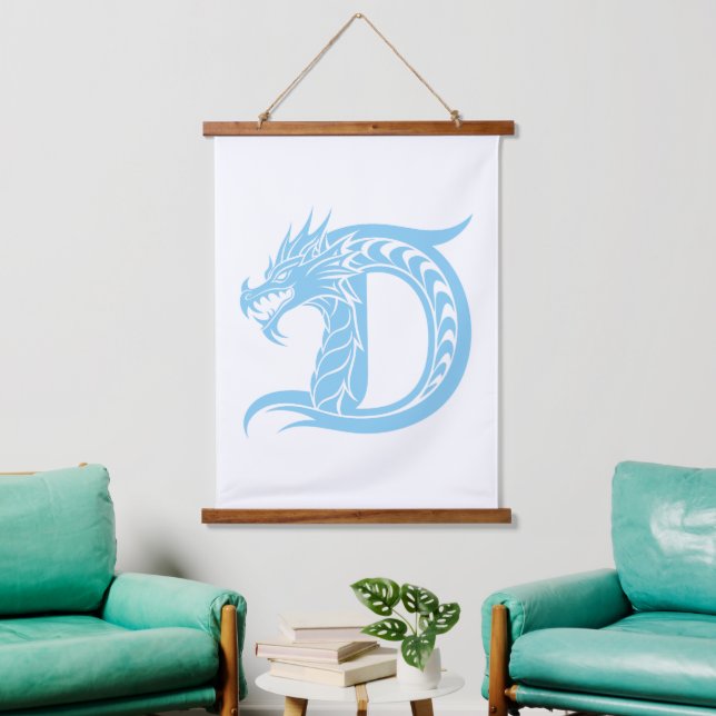 Tapisserie Suspendue Dragon Styled Letter D, Dragon Alphabet, Monogram (Salon)