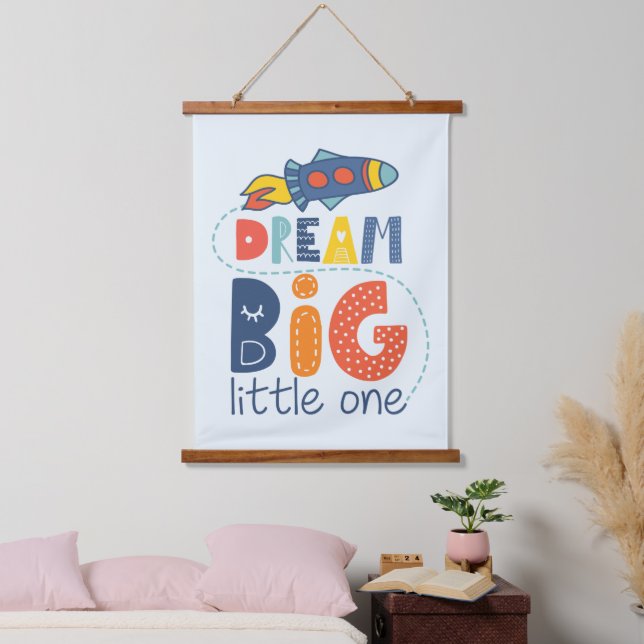 Tapisserie Suspendue Dream Big Little One Rocket (Chambre à coucher)