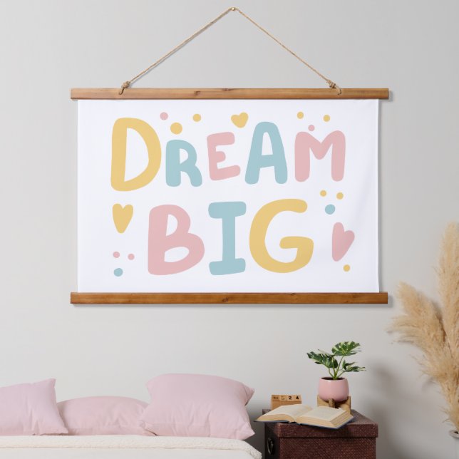 Tapisserie Suspendue Dream Big Pastel Hearts (Chambre à coucher)