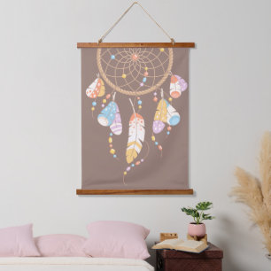 Tapisserie Suspendue Dreamcatcher de Boho Tribal sur Brown
