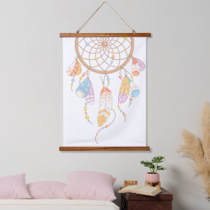 Tapisserie Suspendue Dreamcatcher de la tribu Boho en blanc