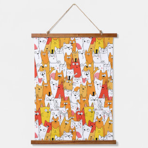 Tapisserie Suspendue Drôle Cartoon Cats Group Doodle