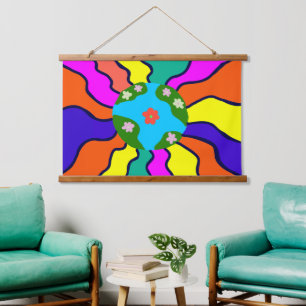 Tapisserie Suspendue Earth Retro Vibes Art
