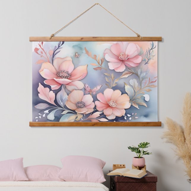 Tapisserie Suspendue Élégance de l'art des papillons floraux Whimsical (Chambre à coucher)