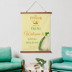 Tapisserie Suspendue Elégant Baby shower de grenouille jaune et vert pr