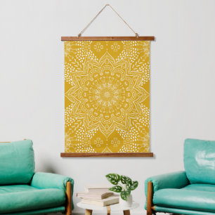 Tapisserie Suspendue Elégant moutarde jaune Boho Mandala