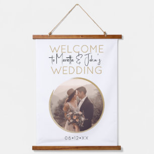 Tapisserie Suspendue Élégante Affiche de bienvenue Mariage moderne blan