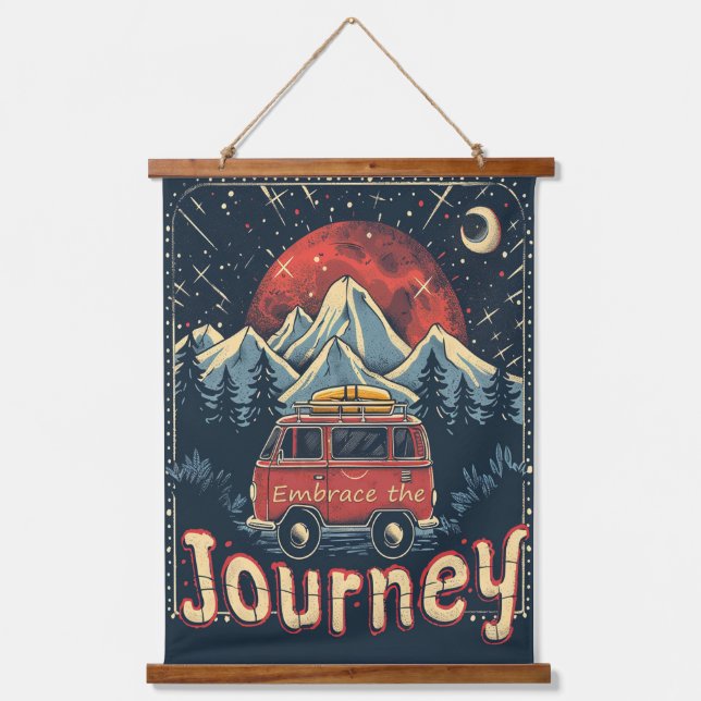 Tapisserie Suspendue Embrassez le voyage Rustique Vintage (Recto)