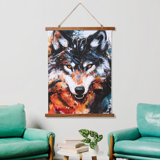 Tapisserie Suspendue Esprit Loup Sauvage Abstrait (Salon)