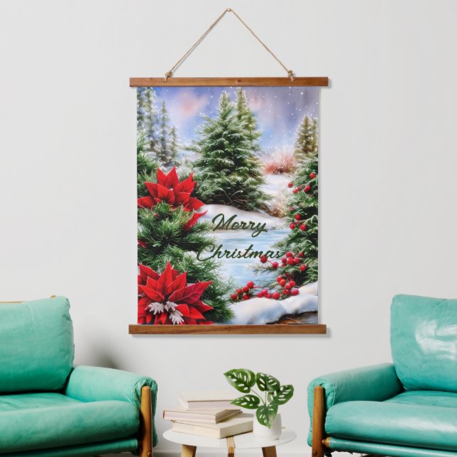 Tapisserie Suspendue étang de Noël neigeux (Salon)