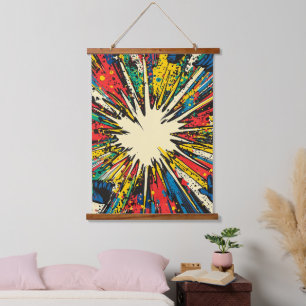Tapisserie Suspendue Explosion d'art pop de style comique (2)