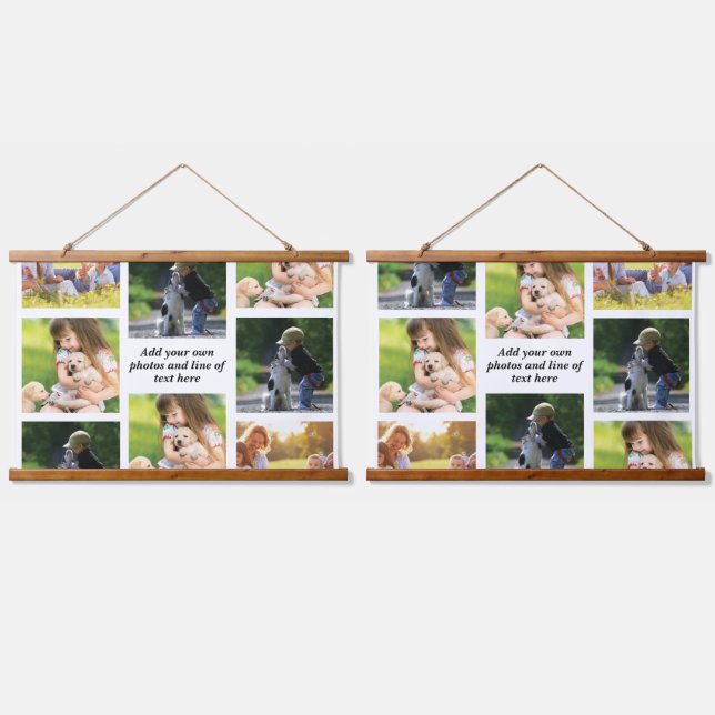 Tapisserie Suspendue Faites votre propre collage photo et texte (Double)