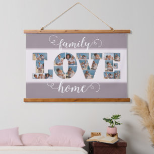 Tapisserie Suspendue FAMILLE Photo Collage Love Script Modern Keepsar