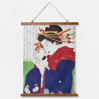 Femme japonaise tenant un chat, Tsukioka Yoshitosh