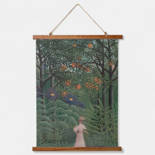 Tapisserie Suspendue Femme marchant dans une forêt exotique, Henri Rous