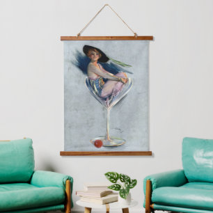Tapisserie Suspendue Femme vintage En Verre Martini