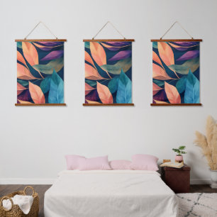 Tapisserie Suspendue Feuilles Abstraites Colorées