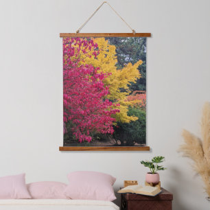 Tapisserie Suspendue Feuilles Botaniques Colorées d'Automne