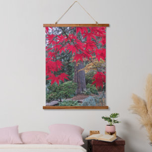 Tapisserie Suspendue Feuilles d'érable rouge dans un jardin japonais