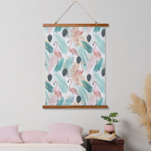 Tapisserie Suspendue Flamant rose d'aquarelle Motif tropical