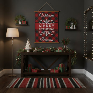 Tapisserie Suspendue Flanelle Joyeux Noël flocon de neige