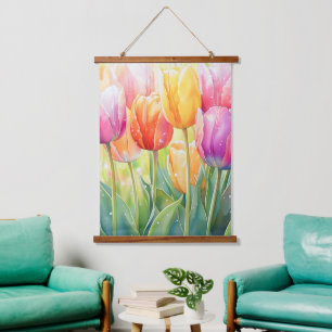 Tapisserie Suspendue Fleur Aquarelle Ressort Jardin Tulip