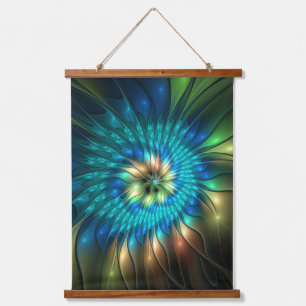 Tapisserie Suspendue Fleur de fantaisie lumineuse, fractale abstraite c