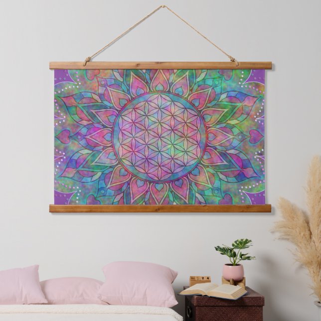 Tapisserie Suspendue Fleur de la vie - Indien Mandala 7c (Chambre à coucher)