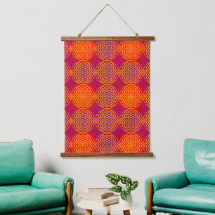 Tapisserie Suspendue FLEUR DE VIE - motif rose orangé